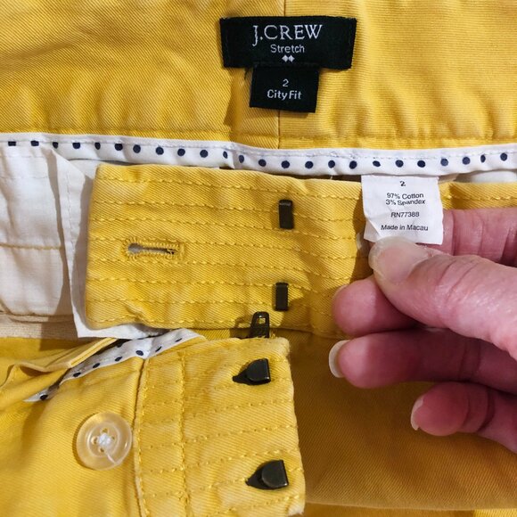 J. Crew City Fit Pants Womens Size 2 Yellow Stretch Cropped Classic Trousers - Picture 5 of 5